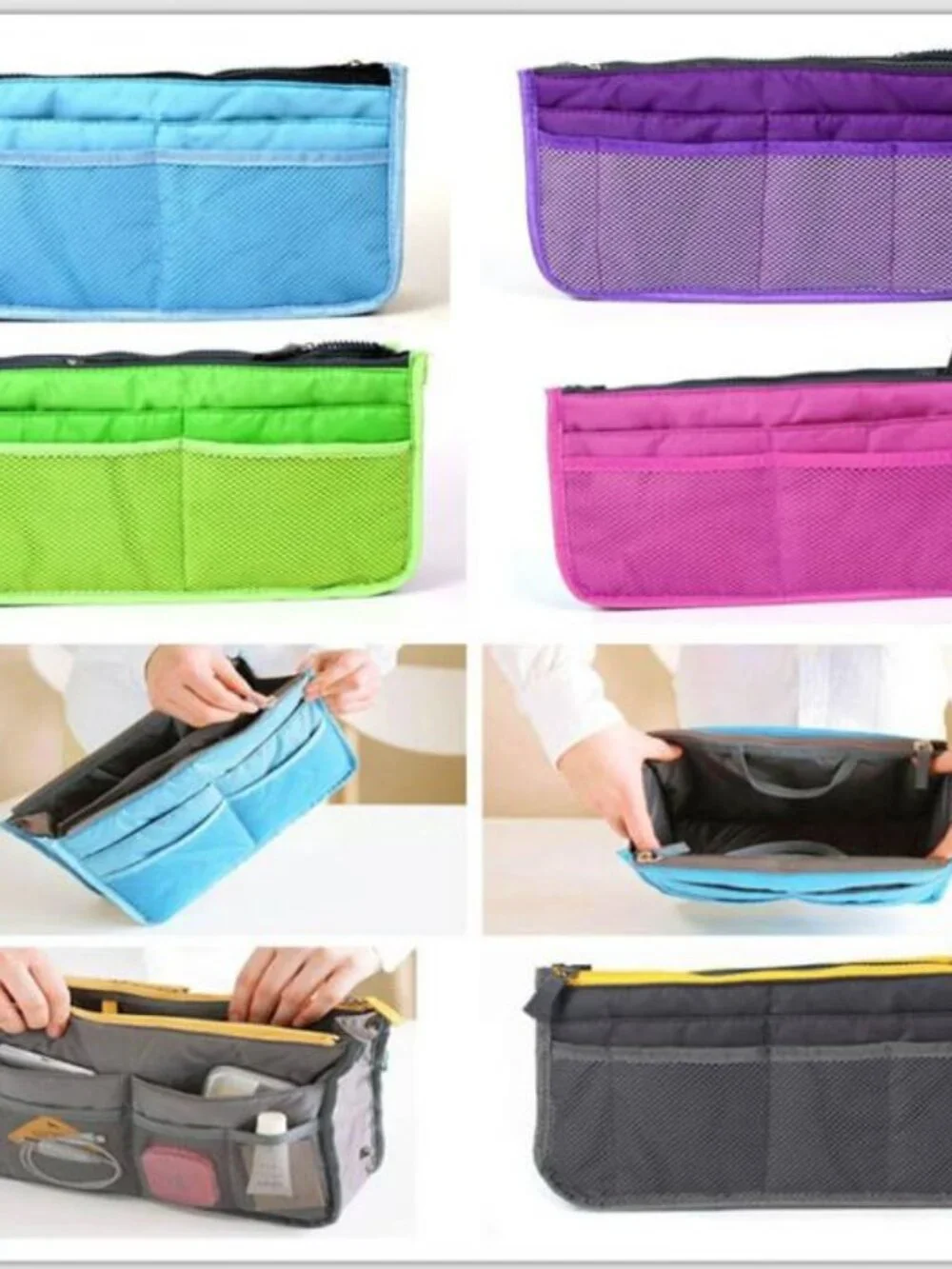 Purse Organizer/Bag Insert /Cosmetic Case/ Divider/ Red / Drop In- NWT